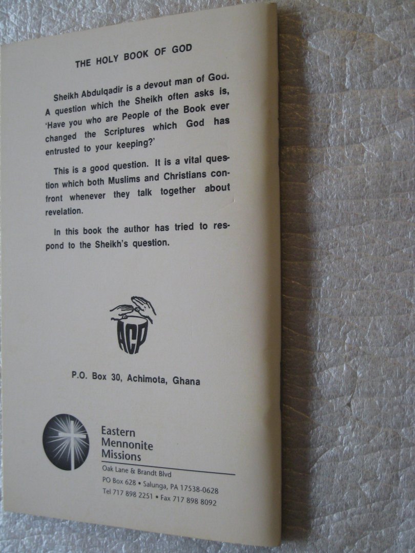 Shenk, Dr. David W. - The Holy Book of God  an introduction