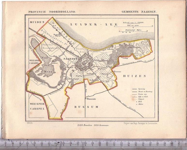 Kuyper Jacob. - Naarden.  Map Kuyper Gemeente atlas van Noord Holland