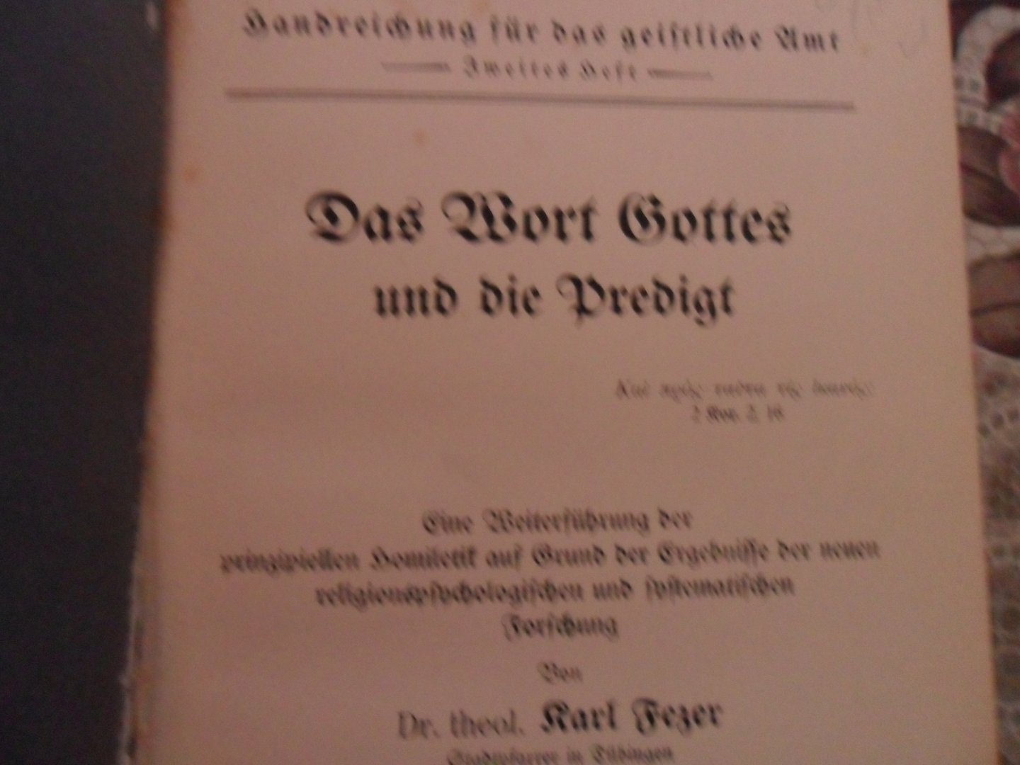 Fezer Karl - Das Wort Gottes und die Predigt