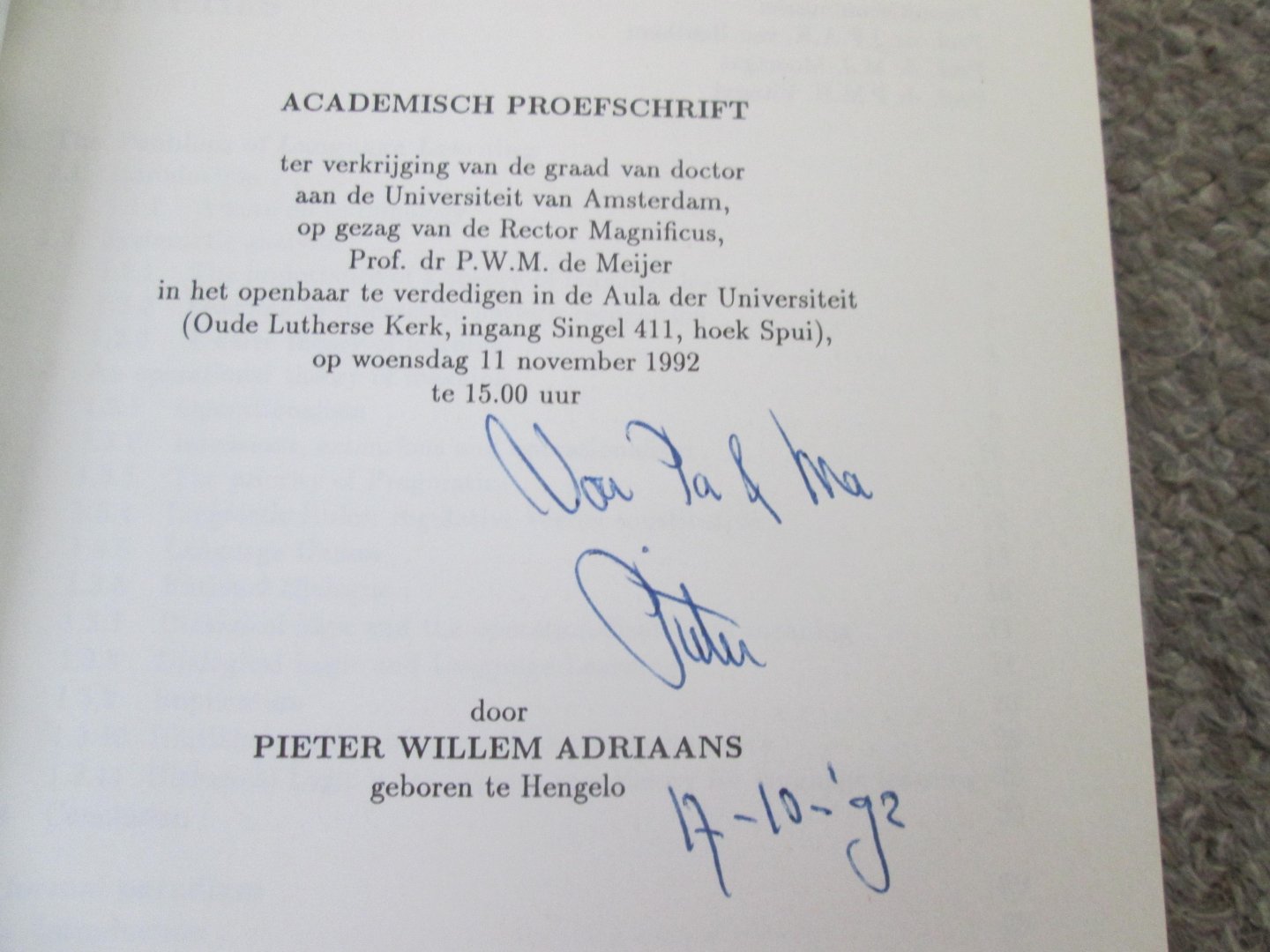 Adriaans , dr. Pieter Willem - LANGUAGE LEARNING FROM A CATEGORIAL PERSPECTIVE [ diss.]