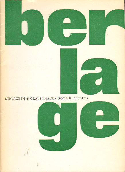 Blijstra, R. - Berlage in 's Gravenhage, 52 pag. geniete softcover, goede staat