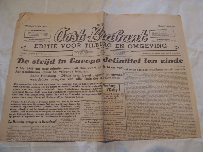  - Oost-Brabant Zaterdag 5 Mei - Dinsdag 8 Mei 1945 - Editie voor Tilburg.