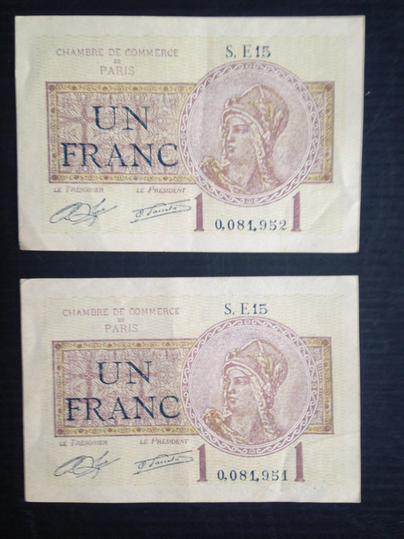  - 2 biljetten van 1 Franc, Noodgeld