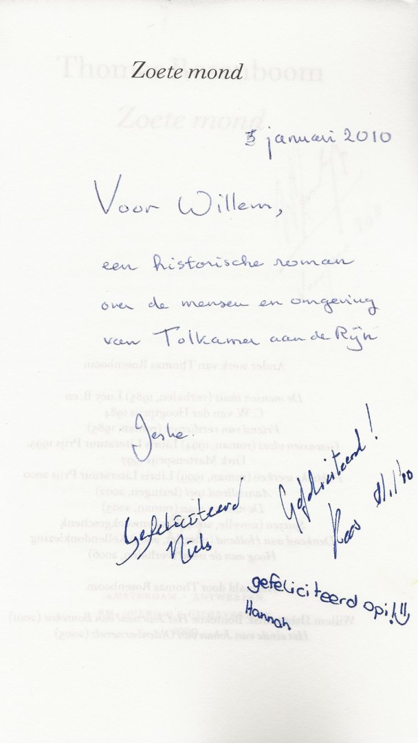 Thomas Rosenboom (Doetinchem, 1956) groeide op in Arnhem, en ging in Nijmegen psychologie studeren. - Zoete Mond