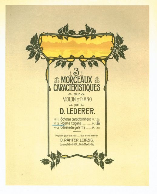 Lederer, S.: - 3 Morceaux pour violon et piano. No. 2: Poème tzigane