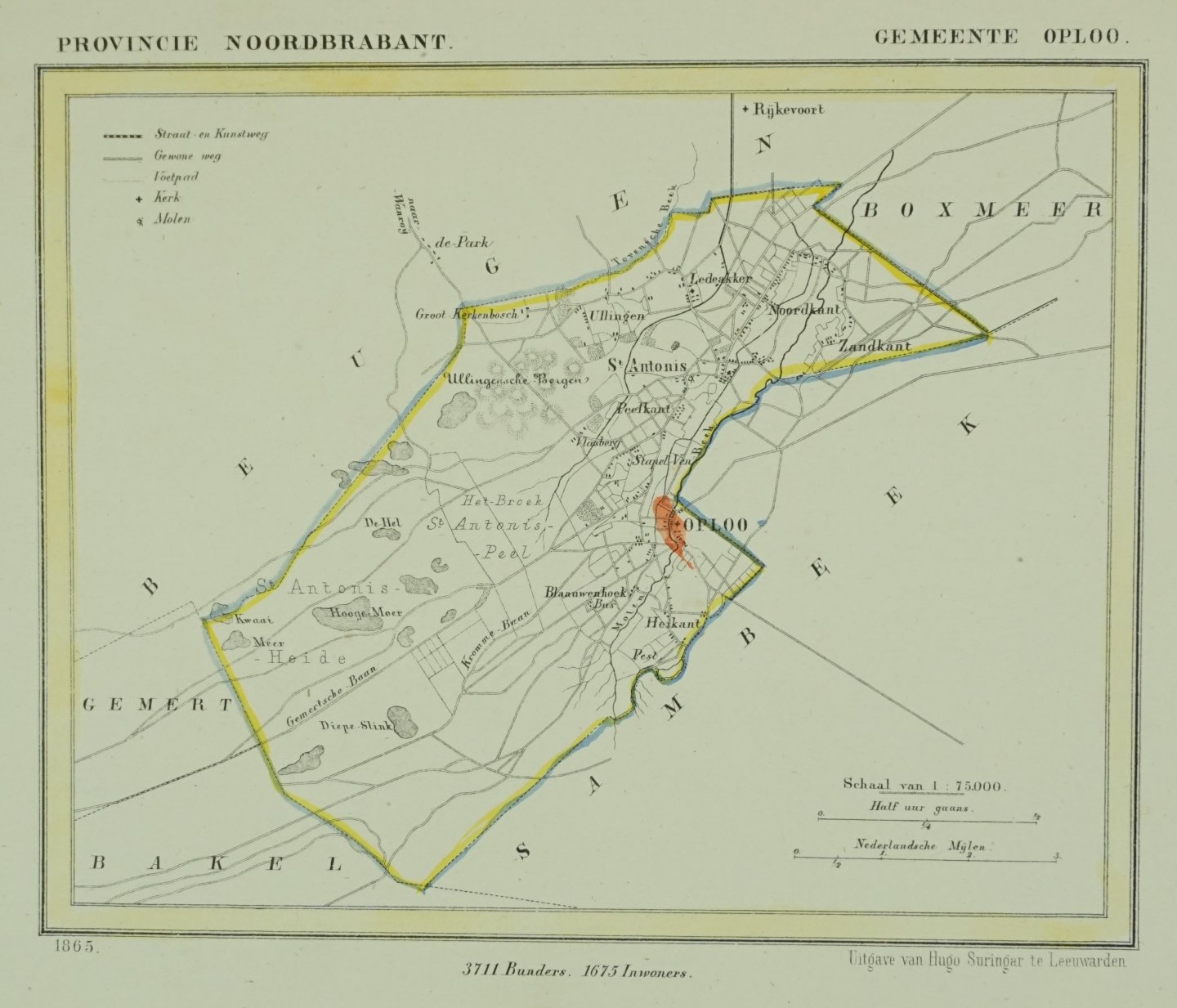 Kuyper, J. - Gemeentekaart Gemeente Oploo - Kuyperkaartje