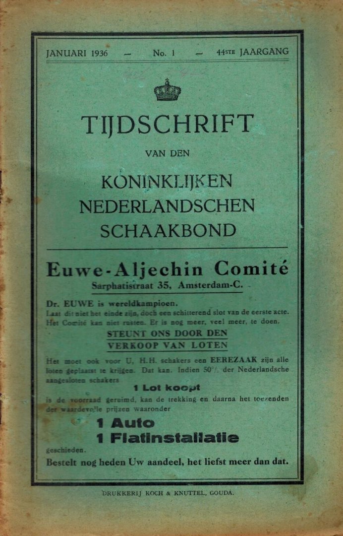 Max Euwe - Tijdschrift van den Koninklijken Nederlandschen Schaakbond 1936 -44ste Jaargang
