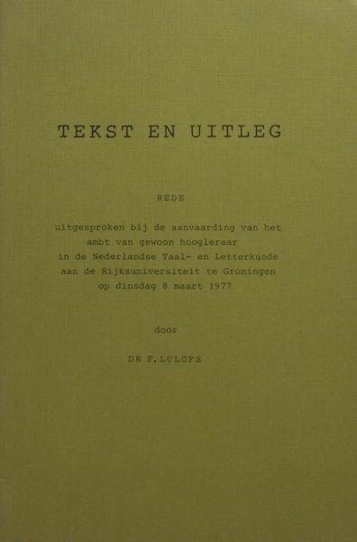 Lulofs, F. - Tekst en uitleg. Rede