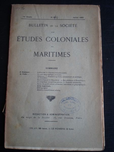  - Bulletin de la Societe des Etudes Coloniales et Maritimes