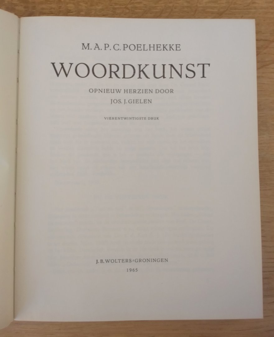 M.A.P.C Poelhekke / Jos J. Gielen - WOORDKUNST - Hulpmiddel bij het zoeken naar inzicht in letterkundige verschijnselen
