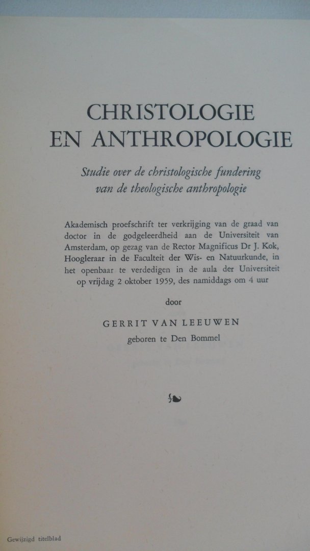 Leeuwen Gerrit van - Christologie en Anthropologie