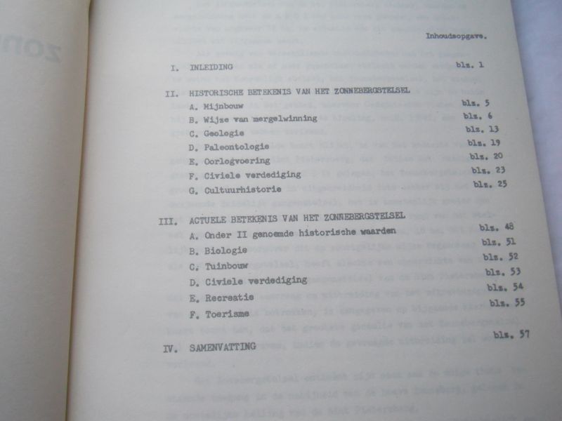  - Nota betreffende de betekenis van het zonneberggangenstelsel in de St. Pietersberg