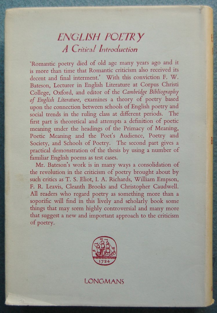 Bateson, F.W. - English poetry / A critical introduction