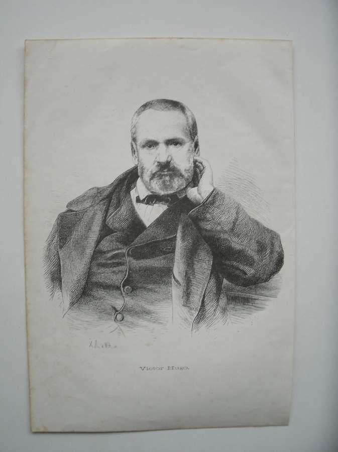 antique print (prent) - Victor Hugo. (portrait).