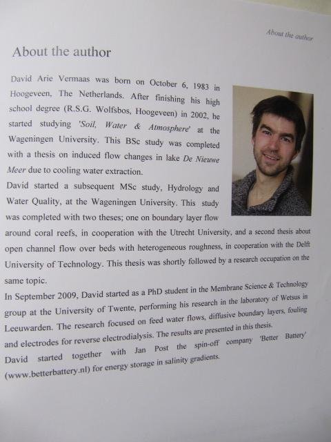 David Vermaas - Energy generation from mixing salt water and fresh water