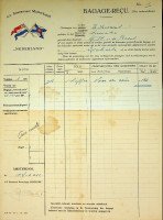 SMN - Bagage-Recu SMN 1952 ms Sumatra naar Djakarta