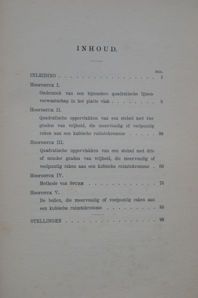Groenman, A.W. - Stelsels van bollen, die een kubische ruimtekromme aanraken. Proefschrift ter verkrijging van den graad van Doctor in de Wis- en Natuurkunde
