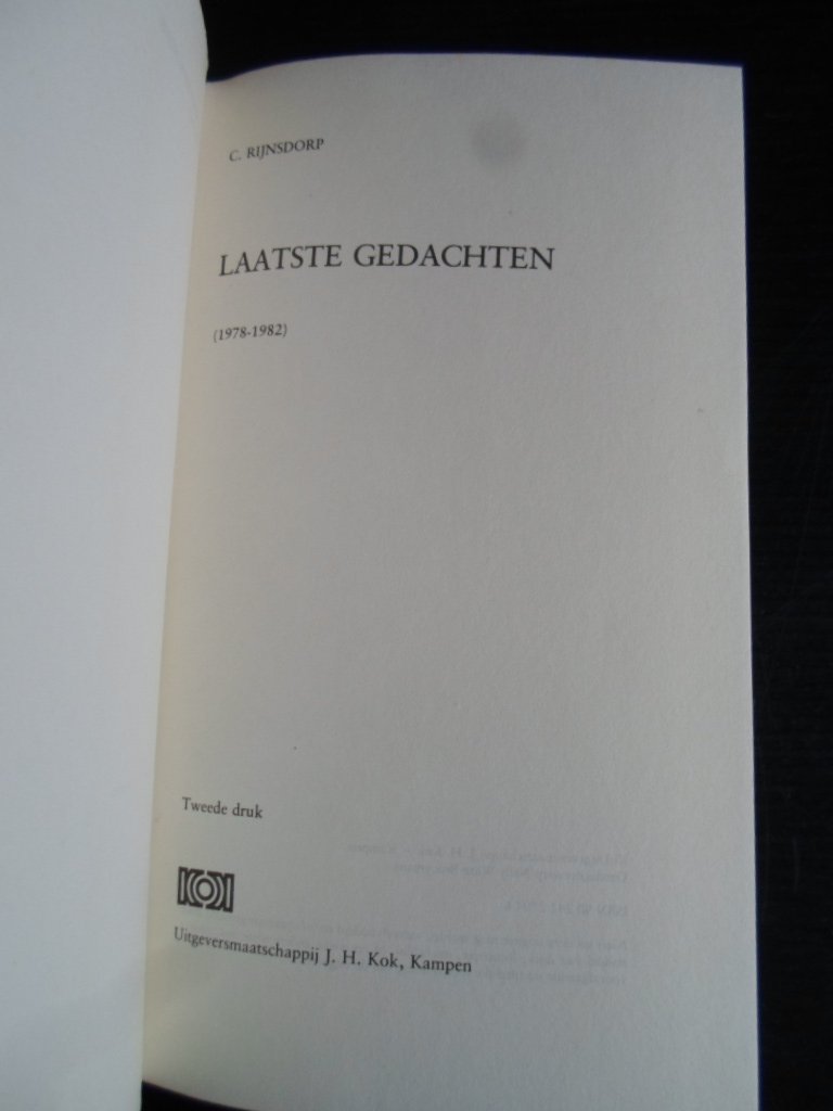 Rijnsdorp, Dr.C. - Laatste gedachten, 1978-1982