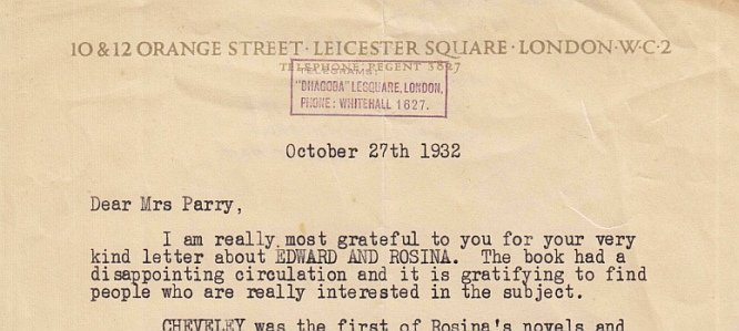 SADLEIR, Michael - Typed Letter Signed 'Michael Sadleir' and dated 'October 27th 1932'. SADLEIR, Michael - Typed Letter Signed 'Michael Sadleir' and dated 'October 27th 1932'.