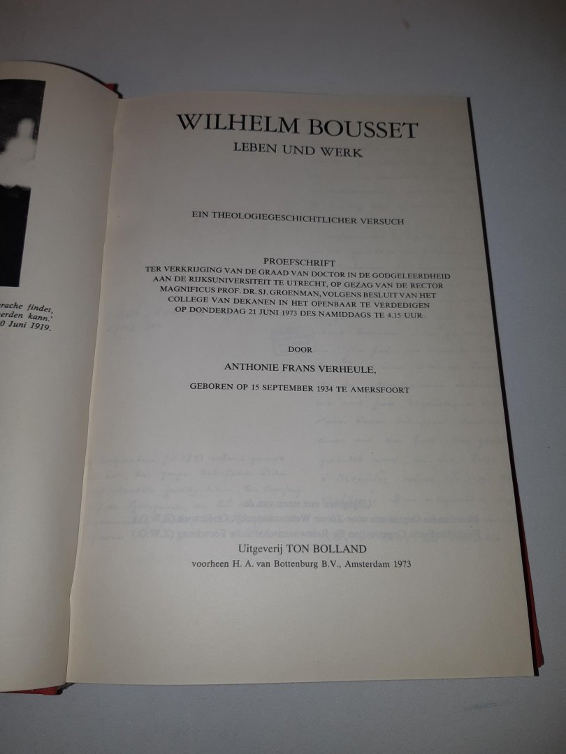 Verheule, Anthonie Frans - Wilhelm Bousset. Leben und Werk