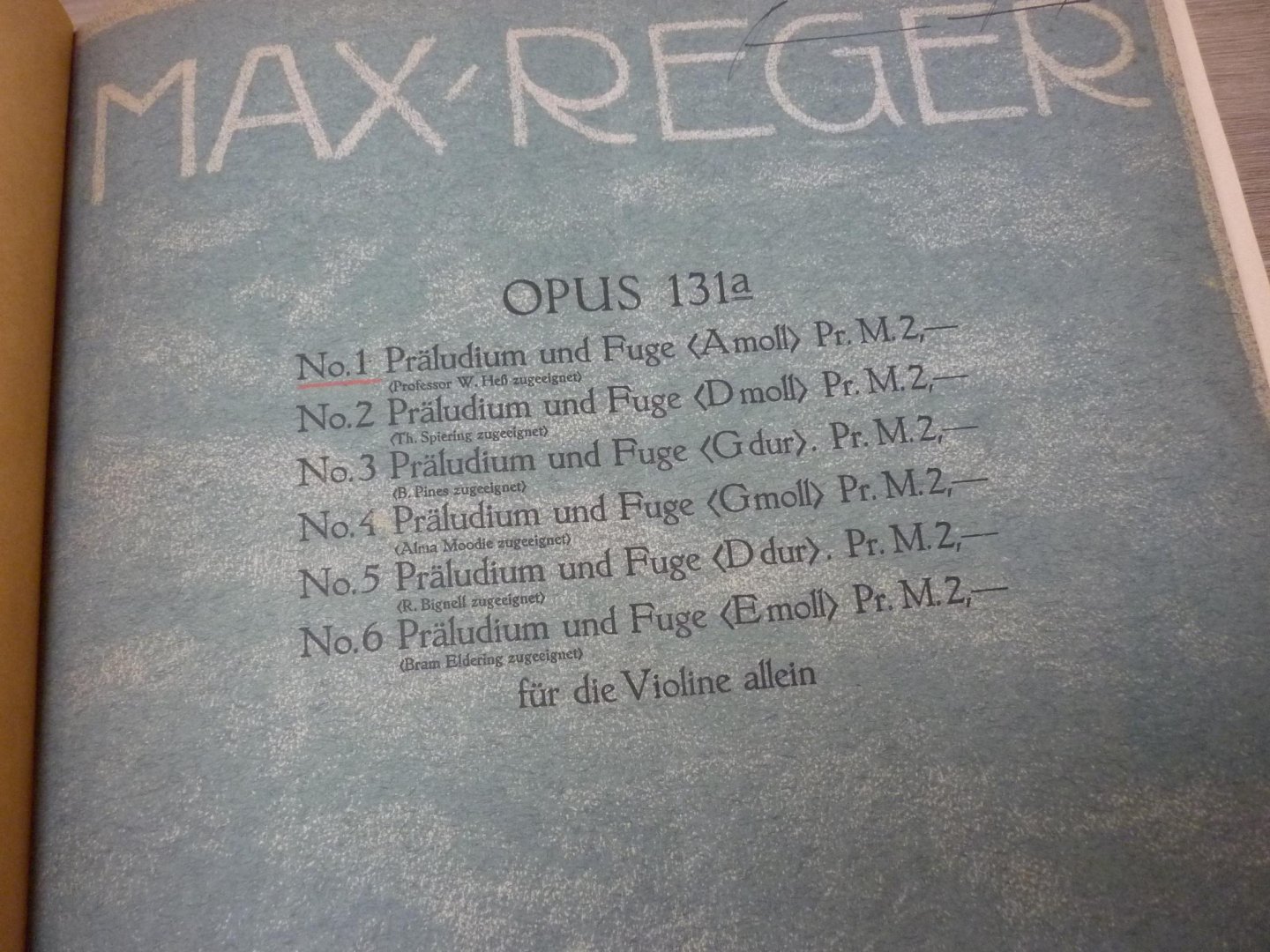 Reger; Max (1873 - 1916) - 6 Präludien und Fugen op. 131a; fur die Violine allein