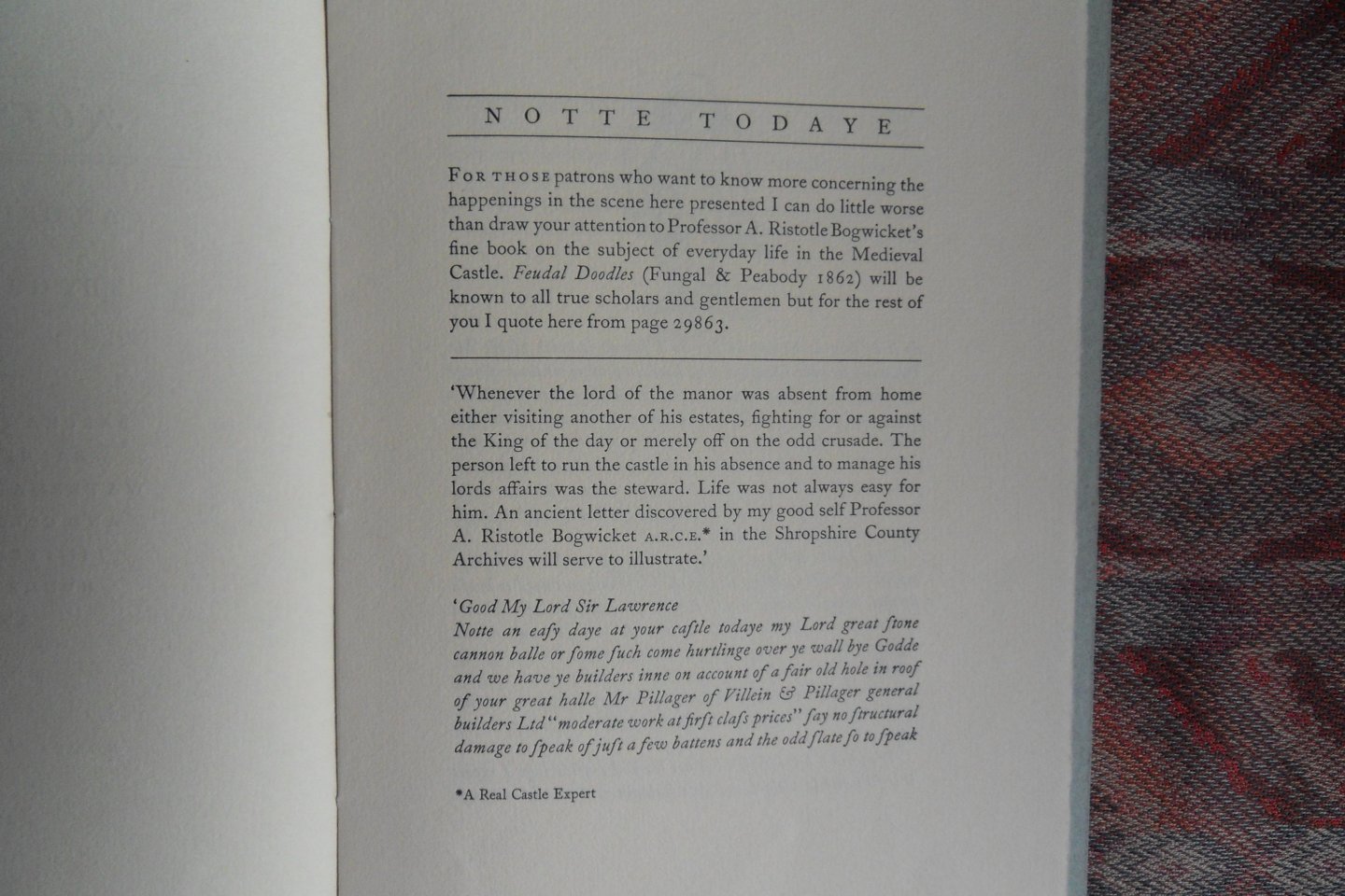 Clarke, Graham (Gesigneerd door de artiest en de drukker). - Notte Todaye. - The book of the picture. - Herewith some notes for the interested. [ Beperkte oplage - maar aantal niet vermeld ].
