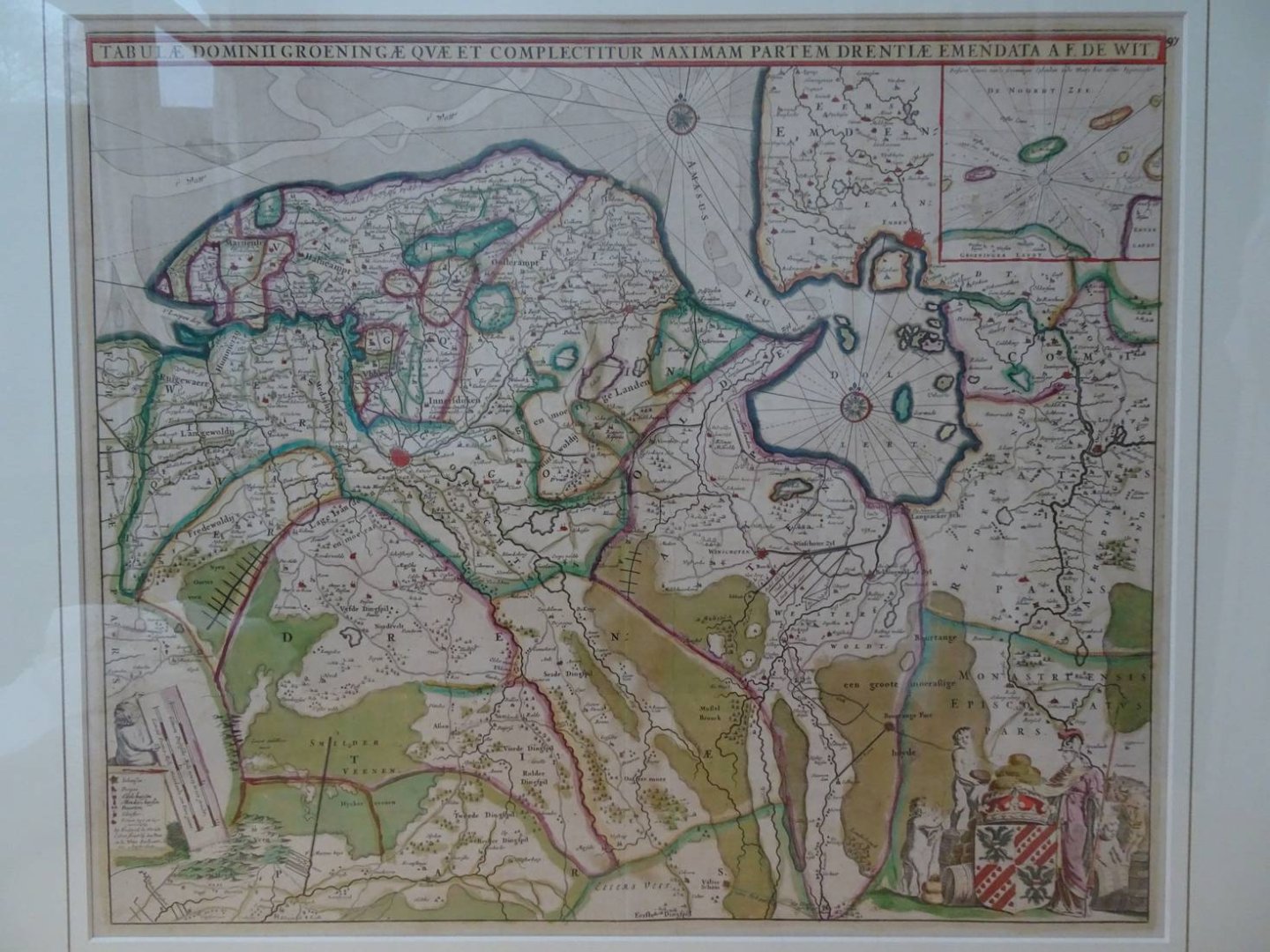 Groningen. - Tabulae Dominii Groeningae quae et complectitur maximam partem Drentiae emendata a F. de Wit.