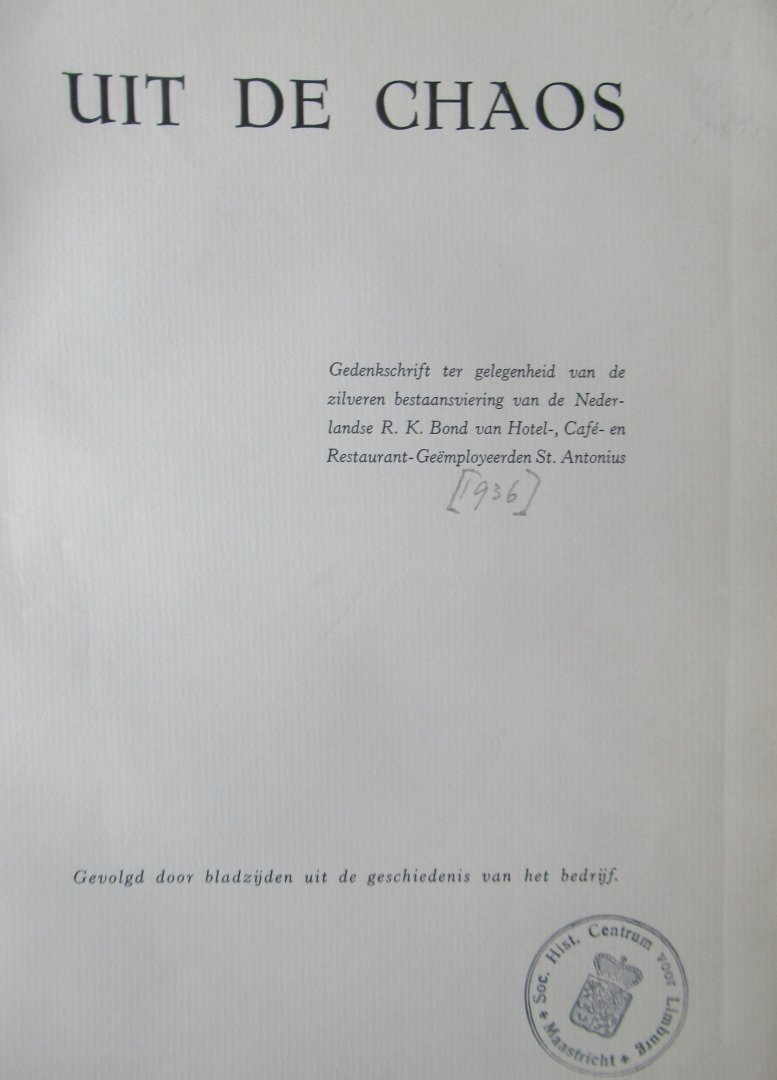 Bijsterveld, J.F. van - Uit de chaos