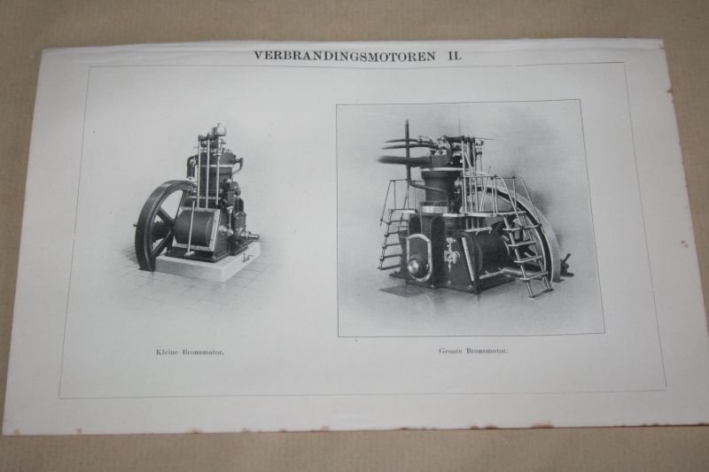 - 2 oude prenten - Verbrandingsmotoren - circa 1900