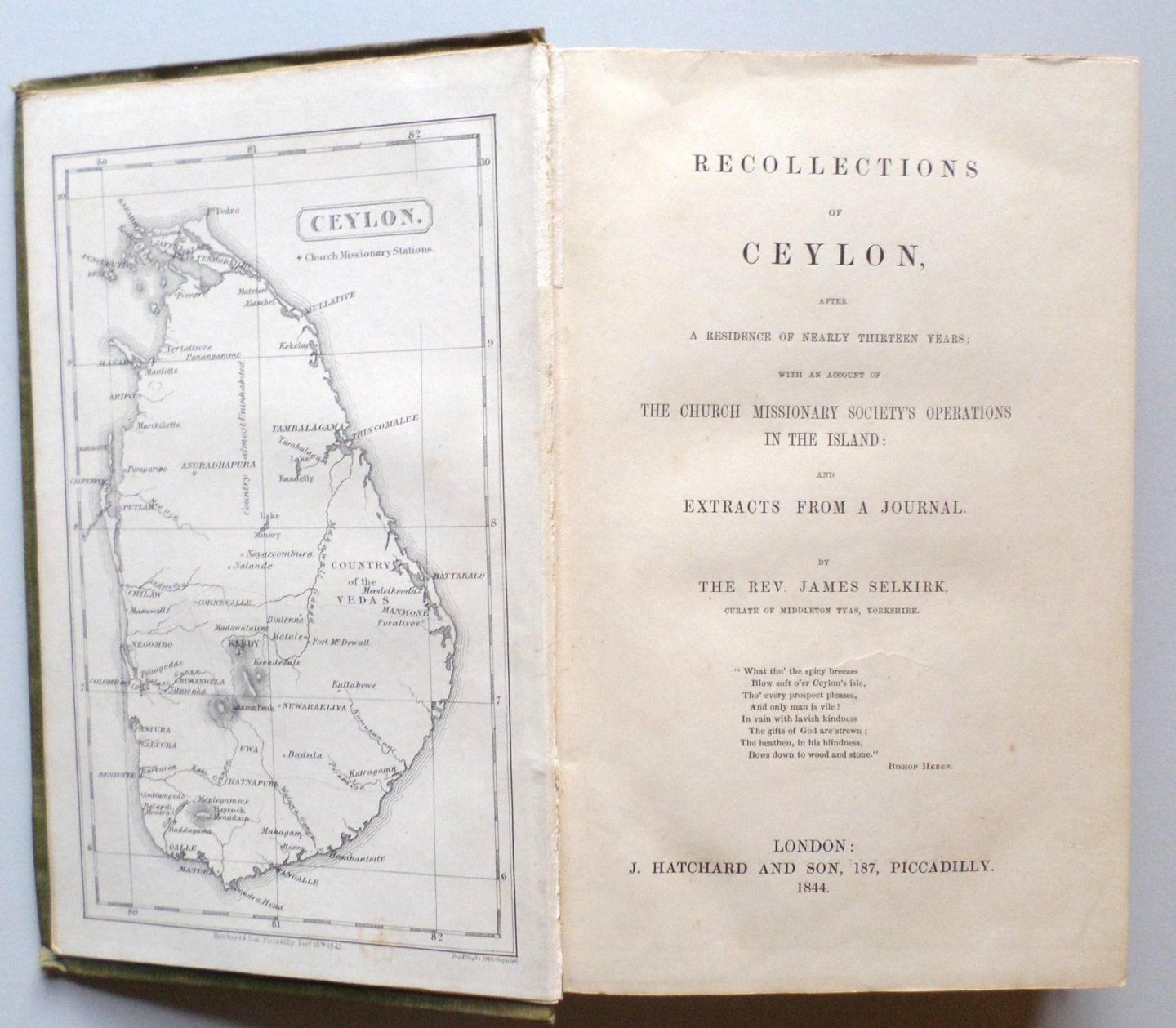 Selkirk, James - Recollections of Ceylon, after a Residence of Nearly Thirteen Years; with an Account of the Church Missionary Society's Operations in the Island: and Extracts from a Journal.