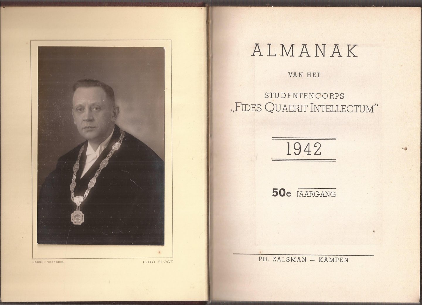  - Almanak van het studentencorps "Fides Quærit Intellectum" voor het jaar 1942. 50e Jaargang.