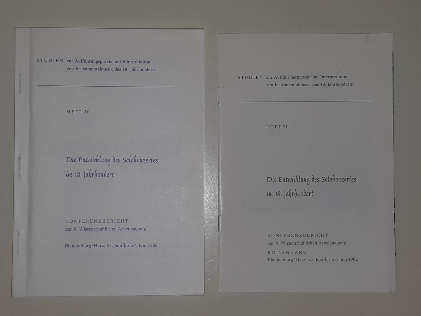  - Die Entwicklung des Solokonzertes im 18. Jahrhundert. Konferenzbericht der X. Wissenschaftlichen Arbeitstagung. Heft 20