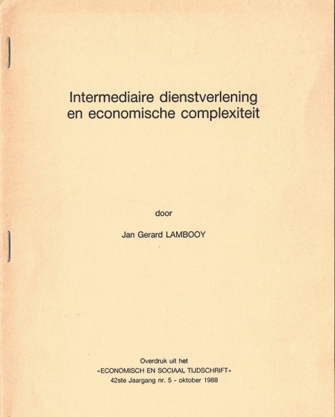 Lambooy, J.G. - Intermediaire dienstverlening en economische complexiteit.