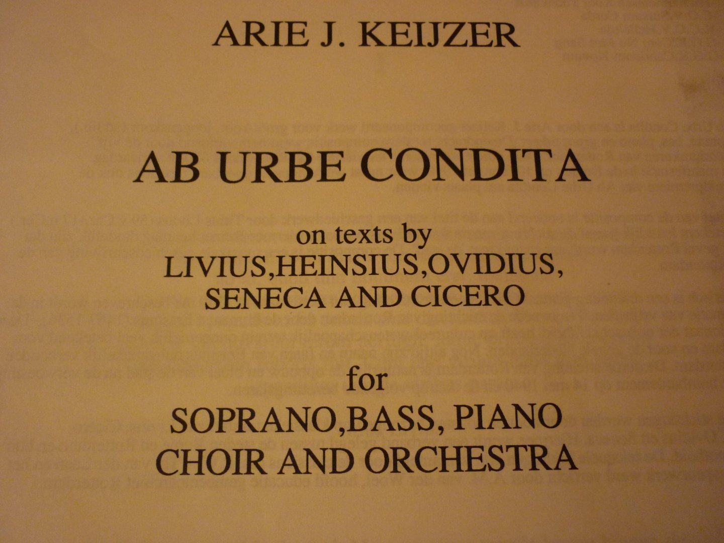 Keijzer; Arie J. - Ab Urbe Condita; On texts by Livius and Heinsius