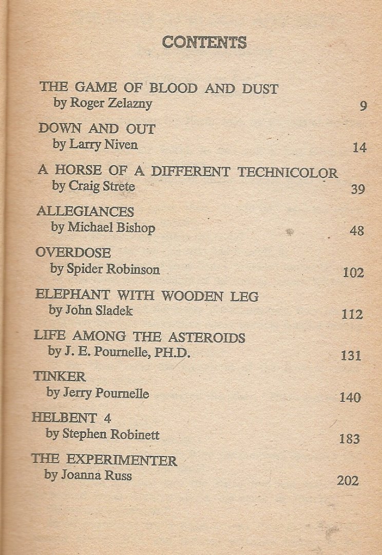 Zelazny,Sladek,Niven,Graig Strete,Bishop,Spider Robinson,Pournelle,Robinett,Russ - the best from Galaxy  Vol. IV