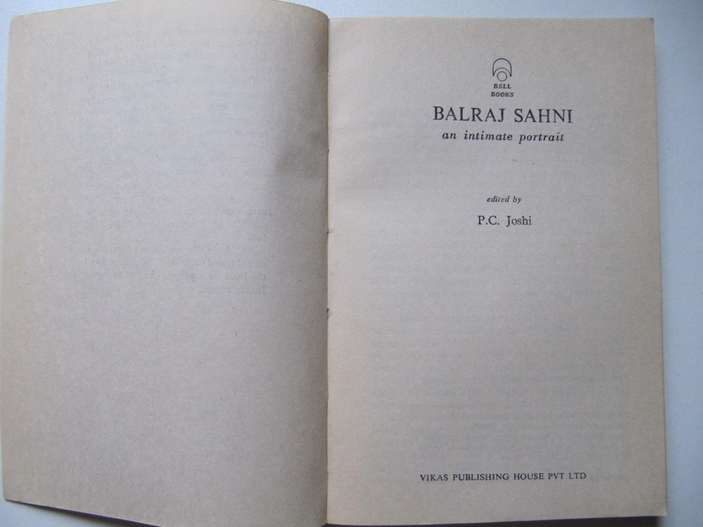 P.C. Joshi - Balraj Sahni - an Intimate Portrait