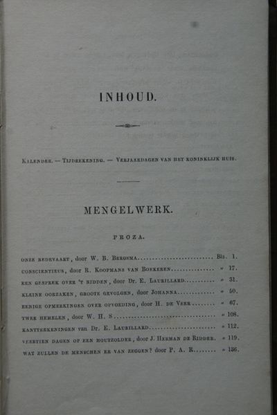 E. Laurillard - Christelijke VOLKS-ALMANAK 1863 Proza en Poezij verzameld door Dr. Laurillard