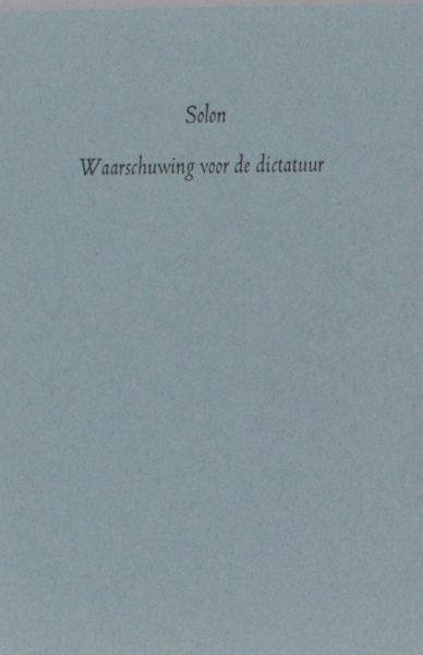 Solon. - Waarschuwing voor de dictatuur.