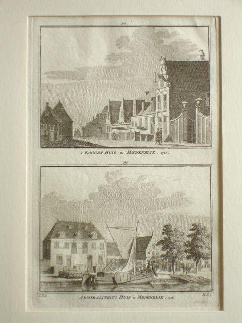 Medemblik. - 't Koggen Huis te Medenblik. 1726. - Admiraliteits Huis te Medenblik. 1726.