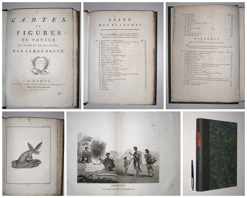 BRUCE, JAMES, - Cartes et figures du voyage en Nubie et en Abyssinie. (43 planches qui sont expliquées dans le tome V des Voyages de Bruce & 19 planches du voyage de Paterson).