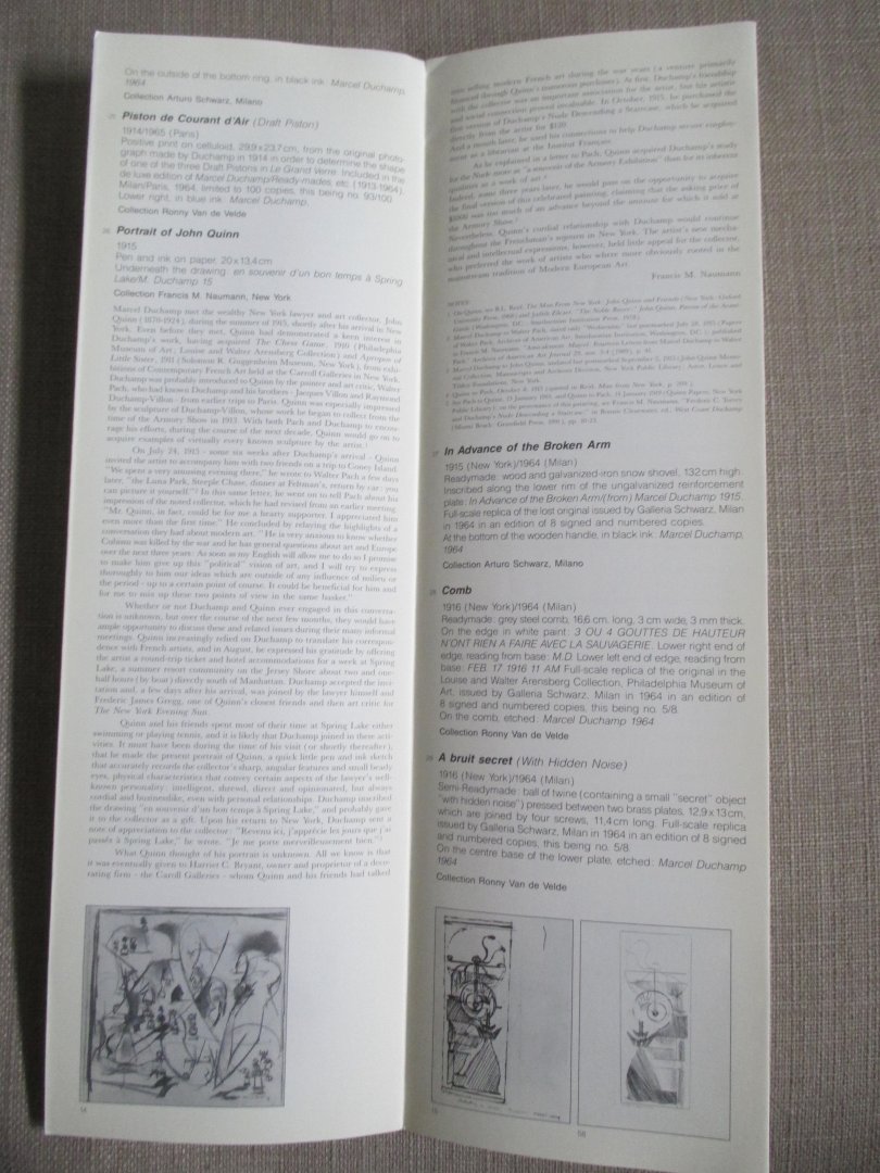  - Marcel Duchamp  Catalogue for the Marcel Duchamp exhibition at Ronny Van de Velde. Antwerpen, September 15 - December 15, 1991.