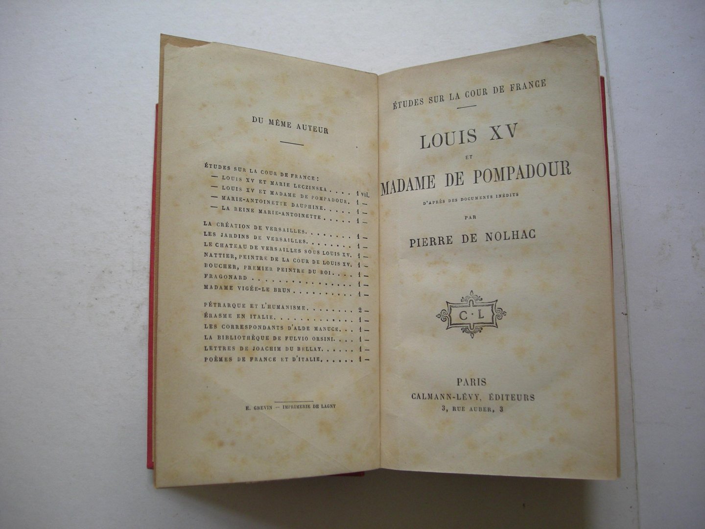 Nolhac, Pierre de - Louis XV et Madame de Pompadour, d'apres des documents inedits