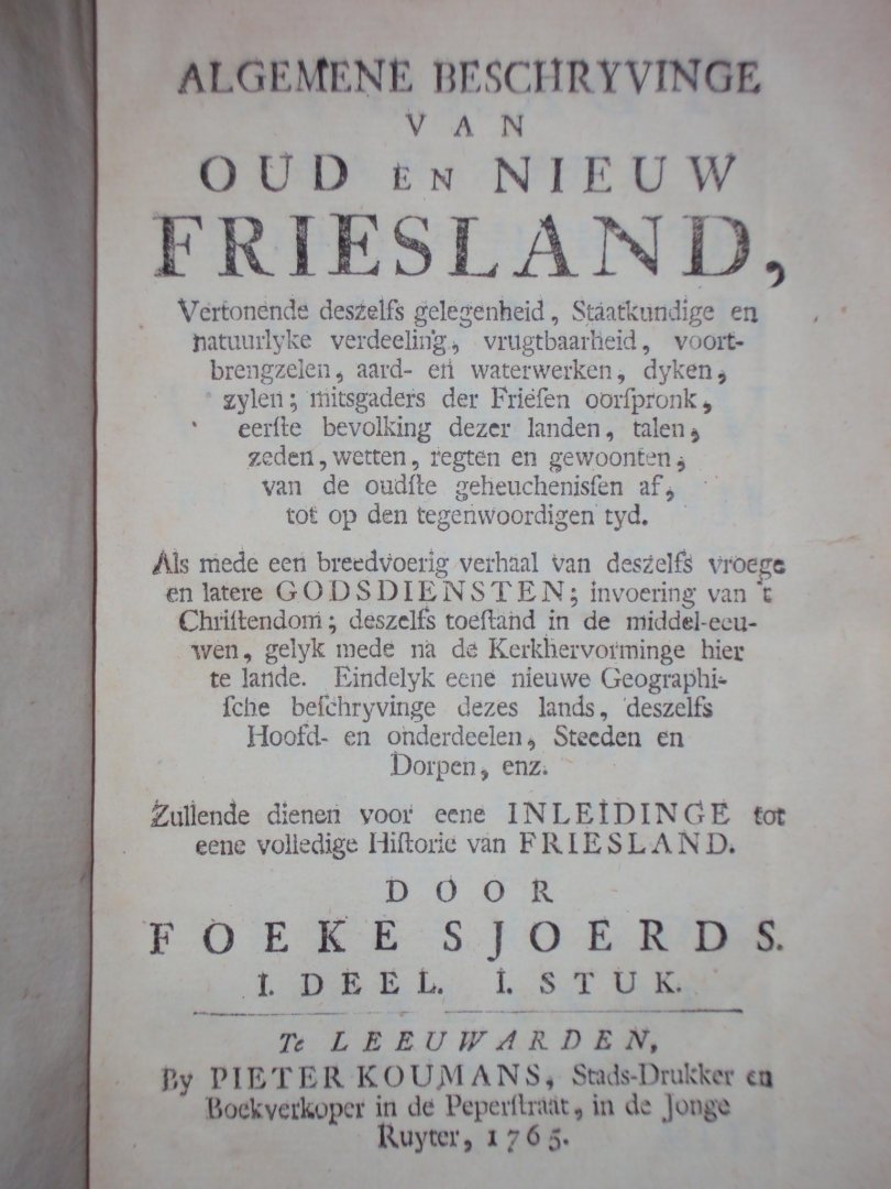 Foeke Sjoerds - Algemene beschryvinge van oud en nieuw Friesland
