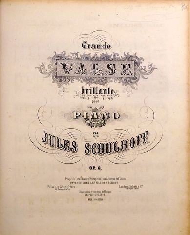 Schulhoff, Jules: - Grande valse brillante pour piano. Op. 6bis. À quatre mains