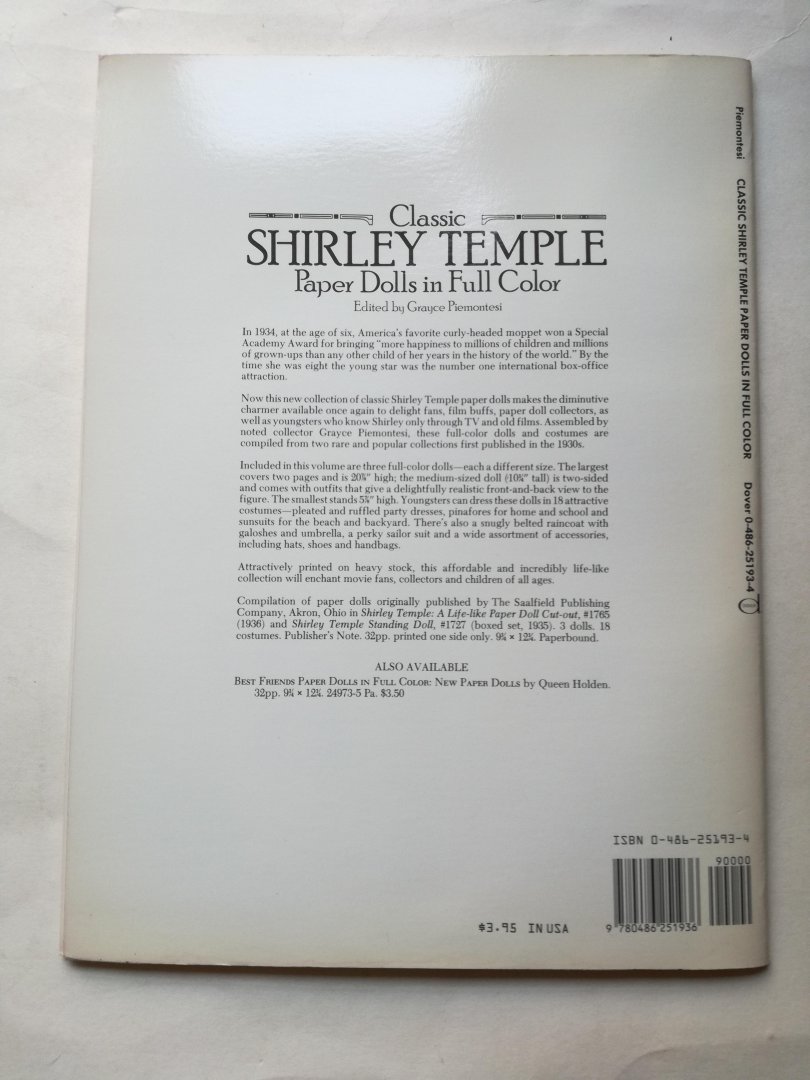 Piemontesi, Grayce - Classic Shirley Temple Paper Dolls