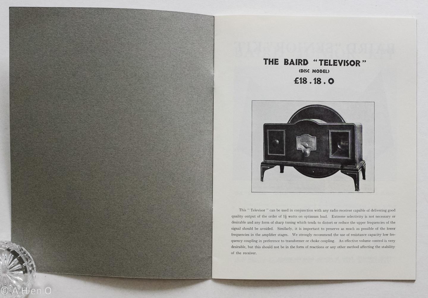 Baird Television Limited. - The Baird "Televisor" : (disc model)