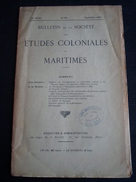  - Bulletin de la Societe des Etudes Coloniales et Maritimes