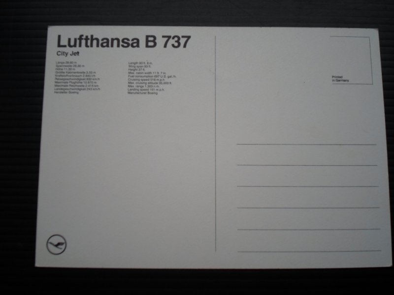  - Kaart Lufthansa B 737