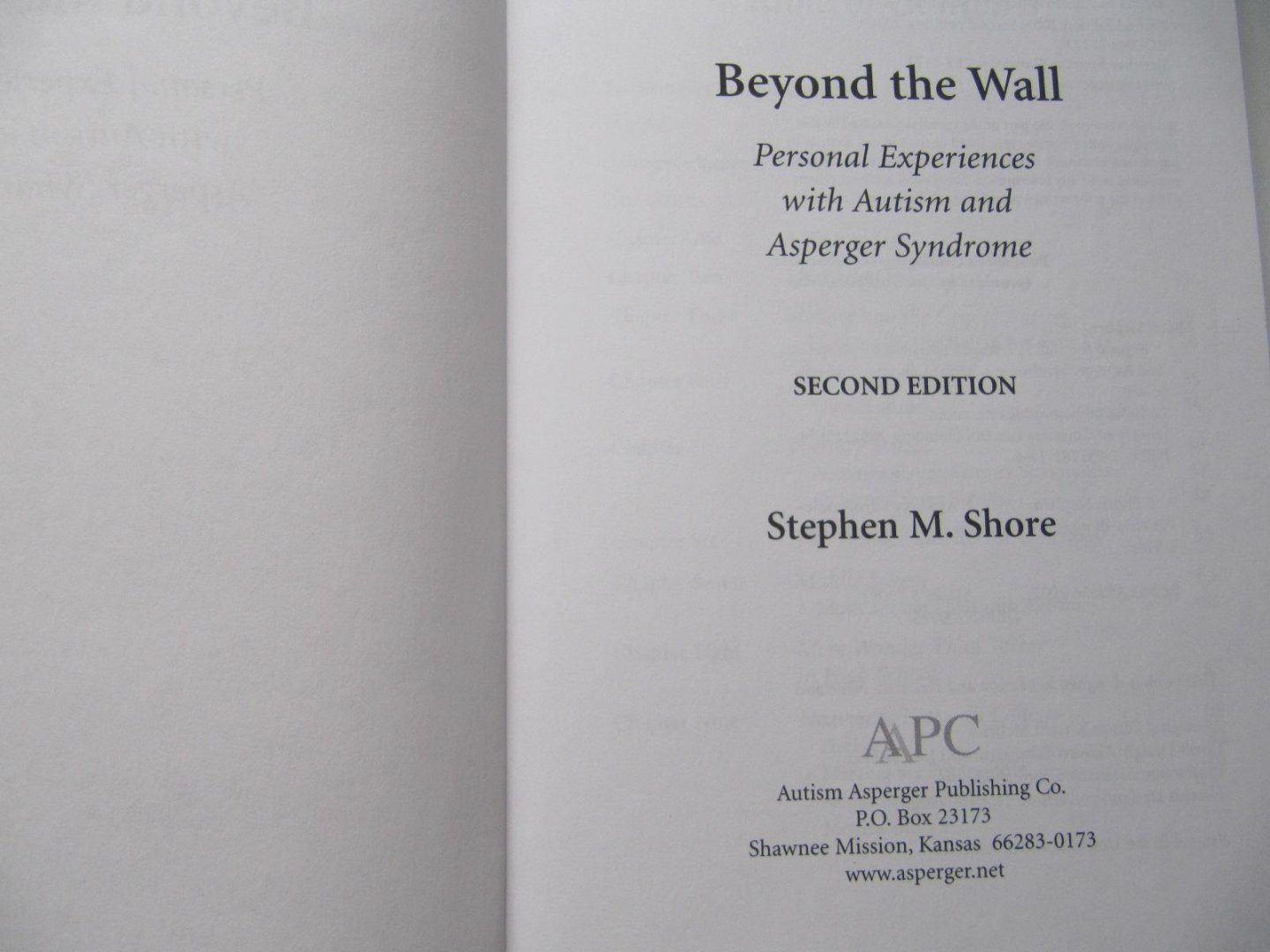 Shore, Stephen M. - Beyond the Wall / Personal Experiences with Autism and Asperger Syndrome