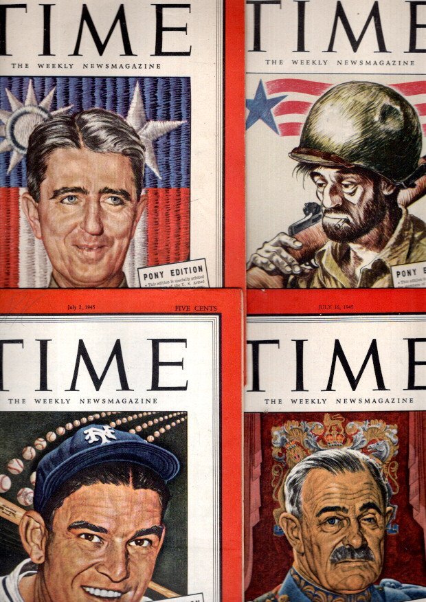 TIME - PONY EDITION - TIME The Weekly Magazine - Pony Edition - June 4, 1945 + June 18, 1945 + July 2, 1945 & July 16, 1945. - [4 numbers]